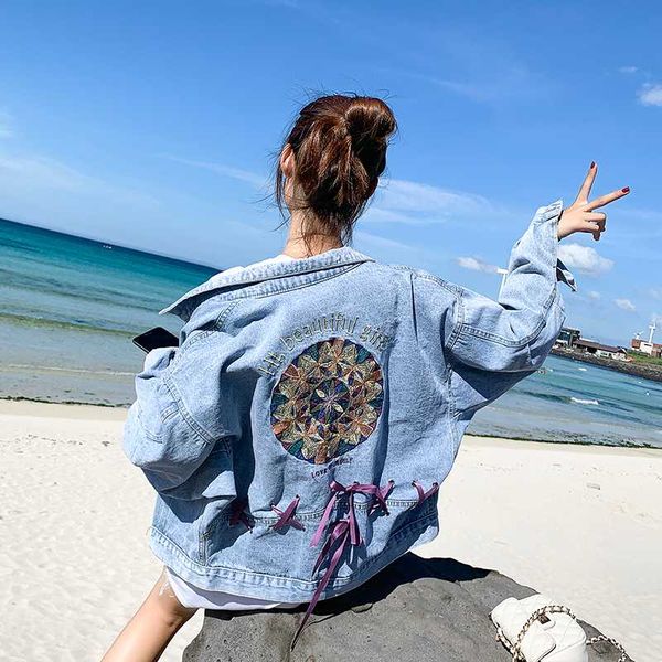 women's jackets vintage loose letter flower embroidery lace-up harajuku denim jacket women spring 2021 casual jeans student basic outwe, Black;brown
women's jackets vintage loose letter flower embroidery lace-up harajuku denim jacket women spring 2021 casual jeans student basic outwe, Black;brown
