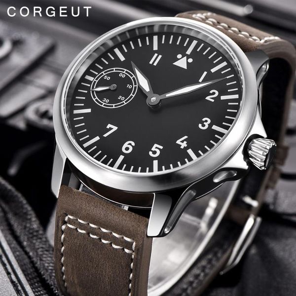 luxury brand corgeut mechanical watch men 17 jewels 6497 hand winding mechanical watches luminous men wristwatches, Slivery;brown
luxury brand corgeut mechanical watch men 17 jewels 6497 hand winding mechanical watches luminous men wristwatches, Slivery;brown