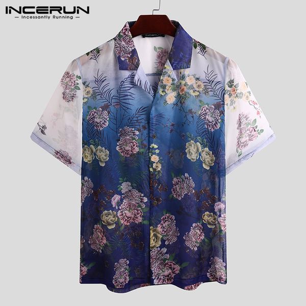 incerun fashion men casual shirt short sleeve see through breathable printing chic thin hawaiian shirts turn down collar chemise, White;black
incerun fashion men casual shirt short sleeve see through breathable printing chic thin hawaiian shirts turn down collar chemise, White;black