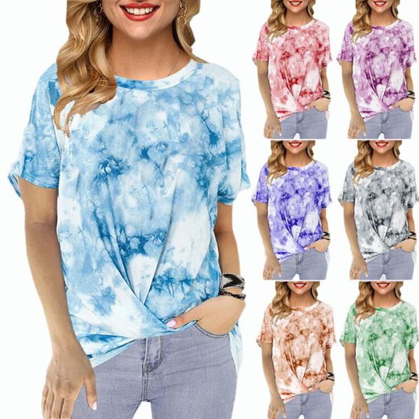 2020 summer new amazon europe and america cross border women's round neck loose tie dye printing short sleeve kink t-shirt, White
2020 summer new amazon europe and america cross border women's round neck loose tie dye printing short sleeve kink t-shirt, White