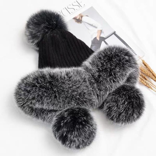 cx-c-247a women winter warm fur trim 100% wool knit hats with real fur pom poms hat, Blue;gray 
cx-c-247a women winter warm fur trim 100% wool knit hats with real fur pom poms hat, Blue;gray