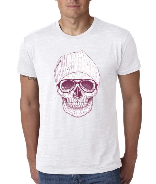 men's t shirt featuring hand painted hipster skull classic tee