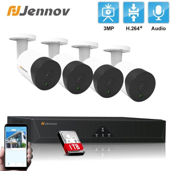 jennov 4ch hd h.264 3mp poe camera cctv video nvr system audio home security surveillance 4pcs outdoor weatherproof night vision
jennov 4ch hd h.264 3mp poe camera cctv video nvr system audio home security surveillance 4pcs outdoor weatherproof night vision