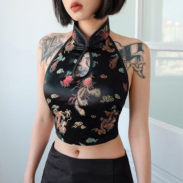 weania backless lace up crop turtleneck tank 2020 summer women sleeveless sheath vintage print china style tank top, White
weania backless lace up crop turtleneck tank 2020 summer women sleeveless sheath vintage print china style tank top, White