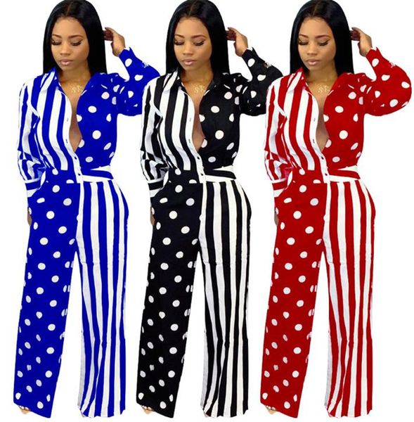 dropshipping fashion womens designer jumpsuits polka dot striped printed panelled single breasted trousers suits casual ladies clothing, Black;white
dropshipping fashion womens designer jumpsuits polka dot striped printed panelled single breasted trousers suits casual ladies clothing, Black;white