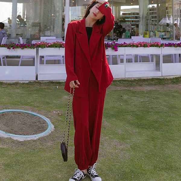 women's two piece pants vintage autumn women pant suit notched blazer jacket & cuasal 2021 office work wear suits female sets, White
women's two piece pants vintage autumn women pant suit notched blazer jacket & cuasal 2021 office work wear suits female sets, White