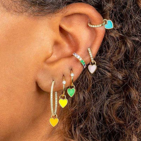 2021 lover girlfriend gift rainbow romantic cz pink red green blue enamel heart hoop earrings colourful gorgeous women jewelry, Silver
2021 lover girlfriend gift rainbow romantic cz pink red green blue enamel heart hoop earrings colourful gorgeous women jewelry, Silver