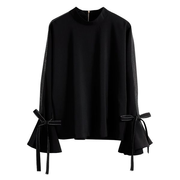 women's blouses & shirts hstar 2021 bowtie flare sleeve women black female elegant zipper chiffon ladies loose blousas, White
women's blouses & shirts hstar 2021 bowtie flare sleeve women black female elegant zipper chiffon ladies loose blousas, White