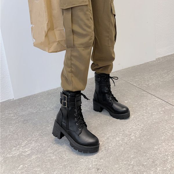 ymechic 2020 fashion buckle black block high heel womens lace up autumn winter ankle combat biker boots platform female shoes
ymechic 2020 fashion buckle black block high heel womens lace up autumn winter ankle combat biker boots platform female shoes
