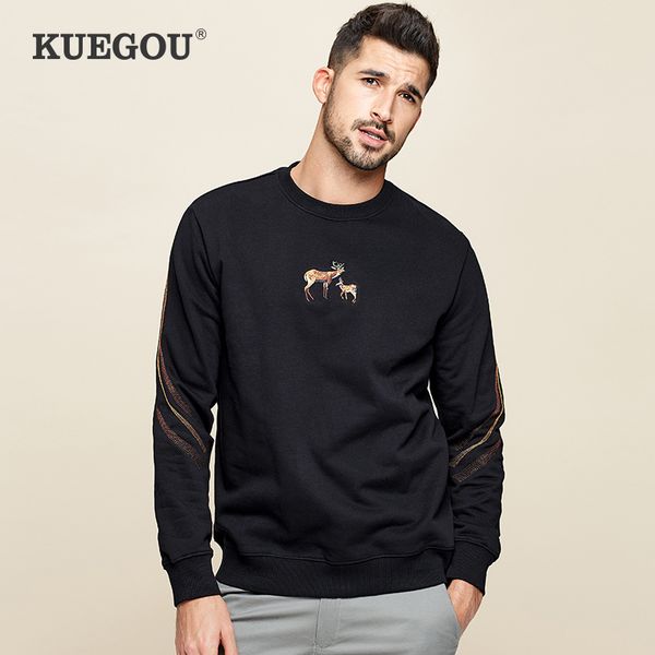 kuegou 100% cotton mens sweatshirts spring fashion autumn men deer embroidery sweatshirt plus size aw-8303, Black
kuegou 100% cotton mens sweatshirts spring fashion autumn men deer embroidery sweatshirt plus size aw-8303, Black