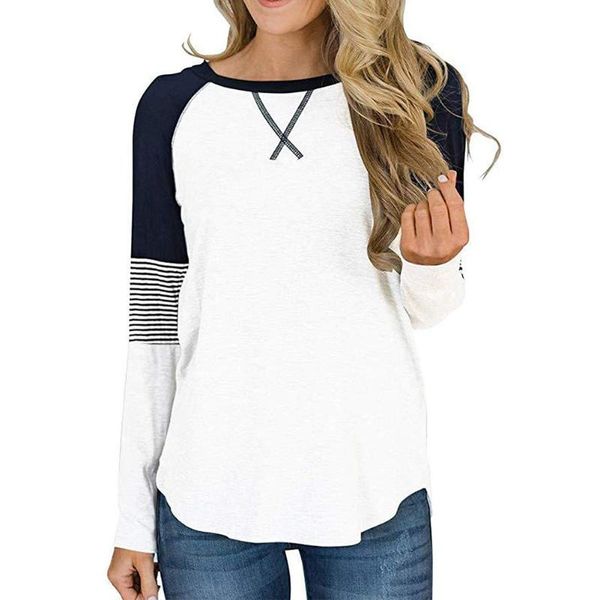 long sleeve t shirt women autumn spring stripe o neck neck casual loose lady t-shirt contrast color, White
long sleeve t shirt women autumn spring stripe o neck neck casual loose lady t-shirt contrast color, White