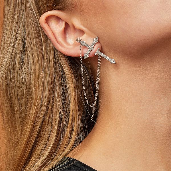 dangle & chandelier single crucifix earrings girls fashion cross creative rhinestone cuff long chain drop jewelry for womens, Silver
dangle & chandelier single crucifix earrings girls fashion cross creative rhinestone cuff long chain drop jewelry for womens, Silver