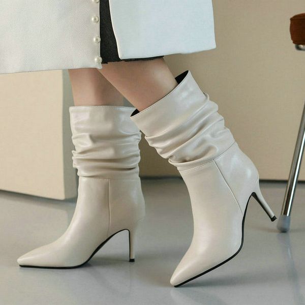 beige black blue women ankle boots thin heel pointed toe ladies shoes pleated women winter boots pu leather shoes big size 43
beige black blue women ankle boots thin heel pointed toe ladies shoes pleated women winter boots pu leather shoes big size 43
