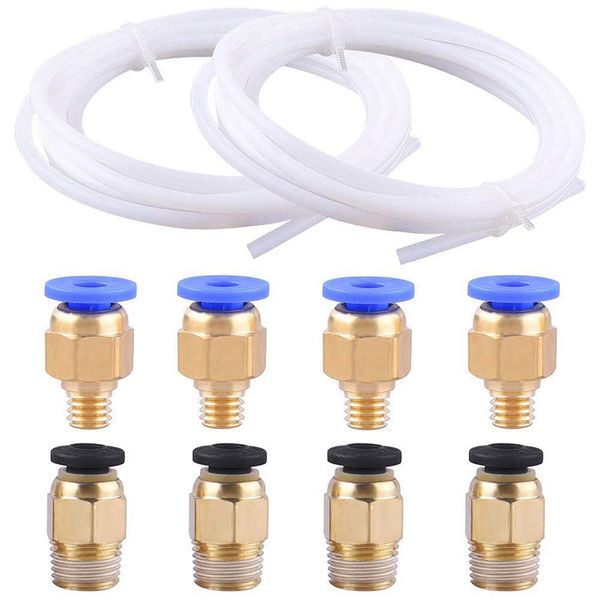 2 pieces ptfe tube (2 meters) + 4 pieces pc4-m6 quick fitting + 4 pc4-m10 straight pneumatic fitting push to conne