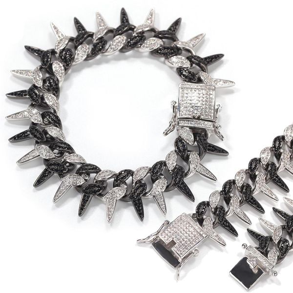 19mm rapper wristband chains bracelets for men women hop hop punk white gold black iced out cubic zirconia spike cuban link chain bracelet
19mm rapper wristband chains bracelets for men women hop hop punk white gold black iced out cubic zirconia spike cuban link chain bracelet