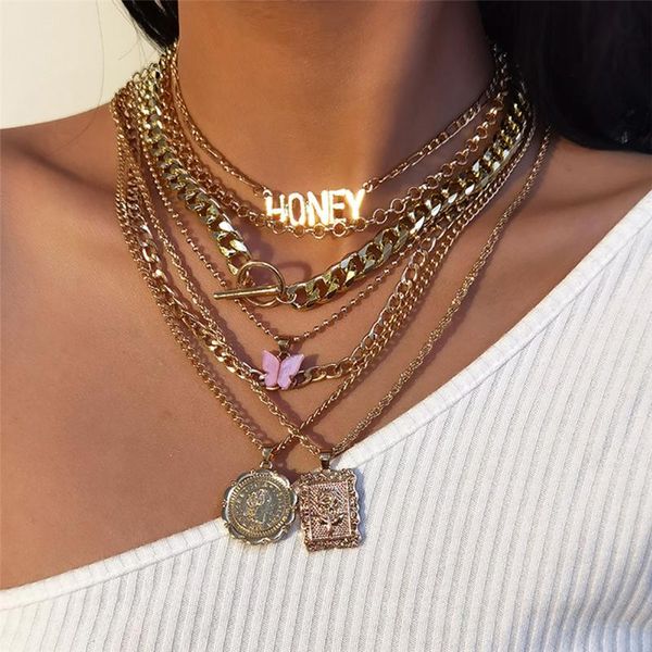 7pcs/set multilayer butterfly choker necklace honey rose square coin pendant necklace set hip hop party statement jewelry gift, Golden;silver
7pcs/set multilayer butterfly choker necklace honey rose square coin pendant necklace set hip hop party statement jewelry gift, Golden;silver