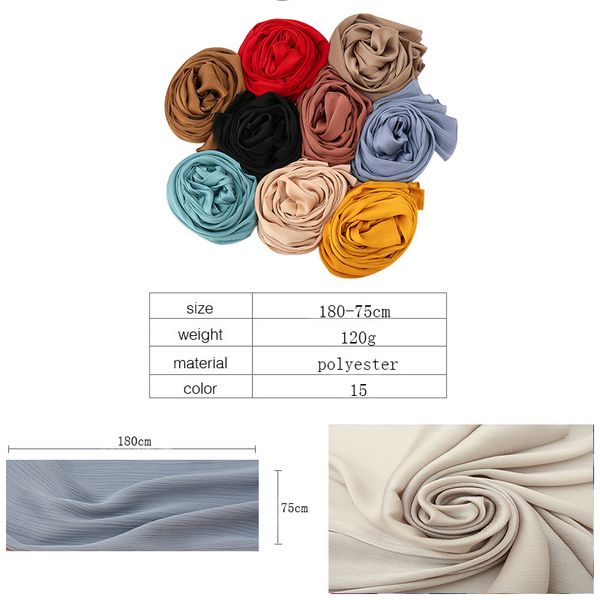 scarves 2021 est plain satin chiffon crinkle hijab scarf polyester shawl muslim women female islam headband foulard 15 colors, Blue;gray
scarves 2021 est plain satin chiffon crinkle hijab scarf polyester shawl muslim women female islam headband foulard 15 colors, Blue;gray
