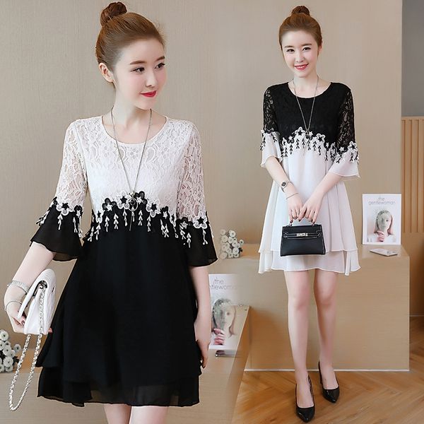 large dress size women's summer new chrysanthemum 2020 short sleeve slimming dress lace black and white lace wdl7h, Black;gray
large dress size women's summer new chrysanthemum 2020 short sleeve slimming dress lace black and white lace wdl7h, Black;gray