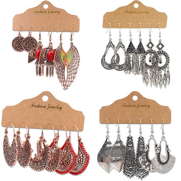 dangle & chandelier 3 pairs/set vintage earrings set bohemian ethnic retro antique copper alloy hollow geometric for women, Silver
dangle & chandelier 3 pairs/set vintage earrings set bohemian ethnic retro antique copper alloy hollow geometric for women, Silver