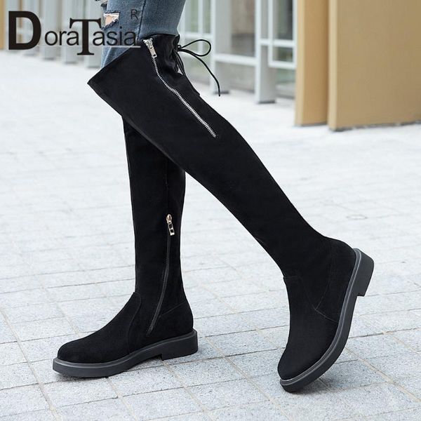 doratasia flock female over the knee boots 2020 casual comfort boots women round toe square med heels with zip shoes woman, Black
doratasia flock female over the knee boots 2020 casual comfort boots women round toe square med heels with zip shoes woman, Black