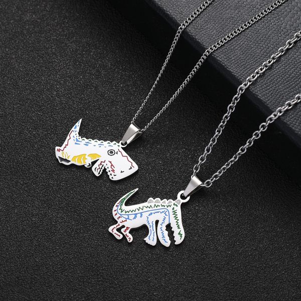 cute dinosaur pendant necklace stainless steel charm necklace women's fashion jewelry men's gift accessories, Silver
cute dinosaur pendant necklace stainless steel charm necklace women's fashion jewelry men's gift accessories, Silver
