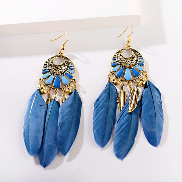 dangle & chandelier ethnic bohemian women's flower blue feather earrings gypsy tribe pendant tassel brincos bijoux long, Silver
dangle & chandelier ethnic bohemian women's flower blue feather earrings gypsy tribe pendant tassel brincos bijoux long, Silver