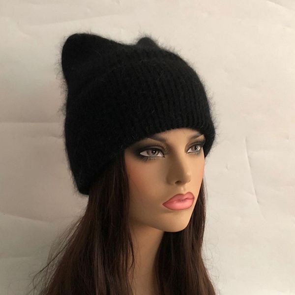 beanie/skull caps fashion winter hats solid wool warm beanie women girls casual fur skullies beanies, Blue;gray