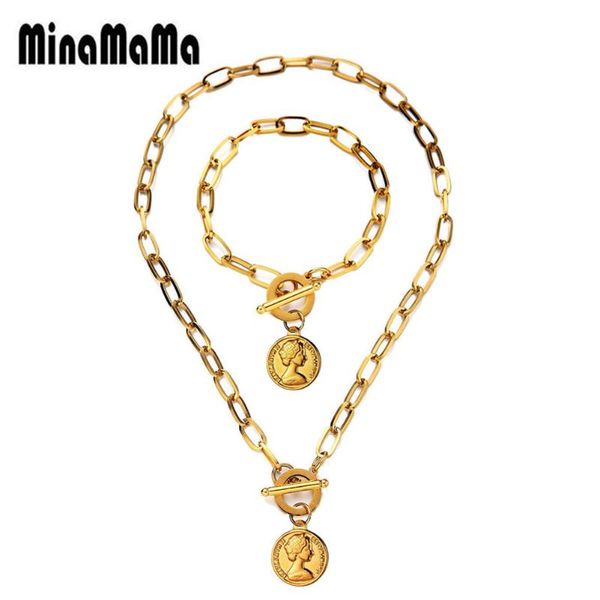religious ot buckle beauty head jewelry sets stainless steel toggle coin pendant necklace bracelets for women, Silver
religious ot buckle beauty head jewelry sets stainless steel toggle coin pendant necklace bracelets for women, Silver
