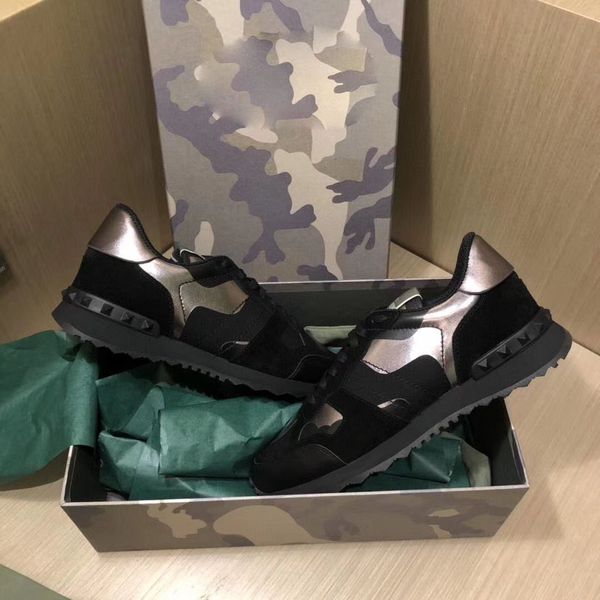 fashion stud rockrunner camouflage trainers designer shoes mesh real leather combo rock runner sneakers for men women rubber sole with box, Black
fashion stud rockrunner camouflage trainers designer shoes mesh real leather combo rock runner sneakers for men women rubber sole with box, Black