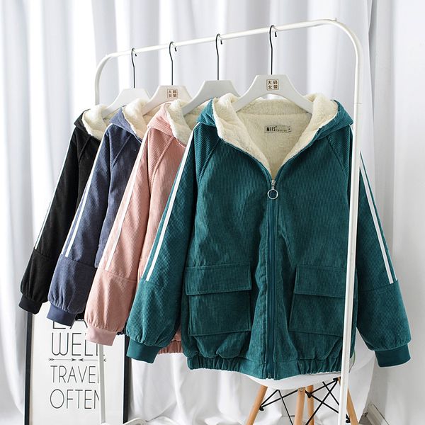 2020 new fashion winter corduroy jackets women spring outerwear plus size 4xl casual pockets striped hooded loose jacket coat, Black
2020 new fashion winter corduroy jackets women spring outerwear plus size 4xl casual pockets striped hooded loose jacket coat, Black