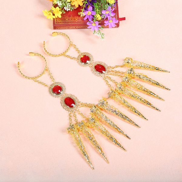 2 india belly dance fingernail bracelet link gypsy egypt actress dancing jewelry, Blue
2 india belly dance fingernail bracelet link gypsy egypt actress dancing jewelry, Blue