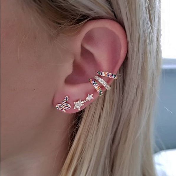 new arrived cute lovely rainbow cz snake stud earring tiny small snakes multi piercing earring, Golden;silver
new arrived cute lovely rainbow cz snake stud earring tiny small snakes multi piercing earring, Golden;silver