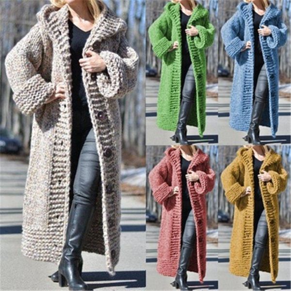 female knit sweater coat clothing fashion trend long sleeve thick-knit cardigan long sweater designer ladies solid color knitted hooded coat, White;black
female knit sweater coat clothing fashion trend long sleeve thick-knit cardigan long sweater designer ladies solid color knitted hooded coat, White;black