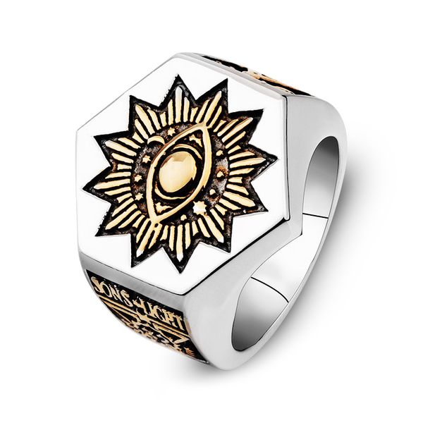 fdlk classic men's fashion punk masonic totem jewelry hex masonic ring suitable for hip hop street cultural accessorie, Golden;silver
fdlk classic men's fashion punk masonic totem jewelry hex masonic ring suitable for hip hop street cultural accessorie, Golden;silver