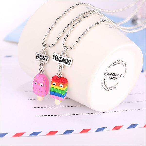 new arrive set of 2 bff necklaces with rainbow resin popsicle pendant on bead chain necklace for kids jewelry, Silver
new arrive set of 2 bff necklaces with rainbow resin popsicle pendant on bead chain necklace for kids jewelry, Silver