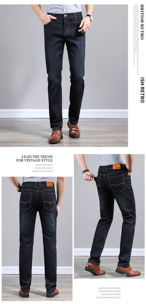 black men jeans men's business casual pants straight loose elastic thin section linye1000, Blue
black men jeans men's business casual pants straight loose elastic thin section linye1000, Blue