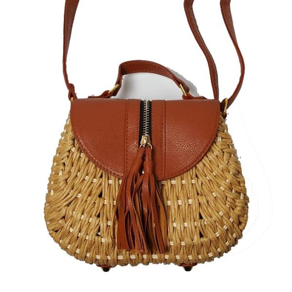 20x17cm summer beach casual straw bag pu leather zipper tassel pendant women messenger bags semi-circle circular a2311
20x17cm summer beach casual straw bag pu leather zipper tassel pendant women messenger bags semi-circle circular a2311