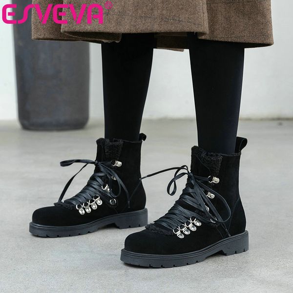 boots esveva 2021 snow square low heel flock ankle women shoes round toe platform zipper size 34-41, Black
boots esveva 2021 snow square low heel flock ankle women shoes round toe platform zipper size 34-41, Black