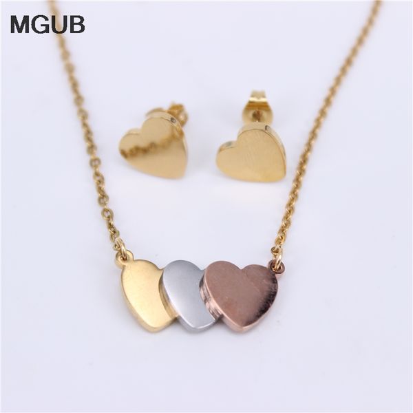 exquisite heart-shaped three-color stainless steel jewelry set necklace and earrings for women lh786, Silver
exquisite heart-shaped three-color stainless steel jewelry set necklace and earrings for women lh786, Silver