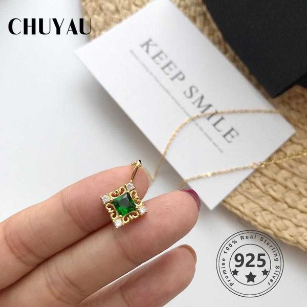 chains chuyau 925 sterling silver vintage green zircon square pendant necklace gold chain for women jewelry gift
chains chuyau 925 sterling silver vintage green zircon square pendant necklace gold chain for women jewelry gift