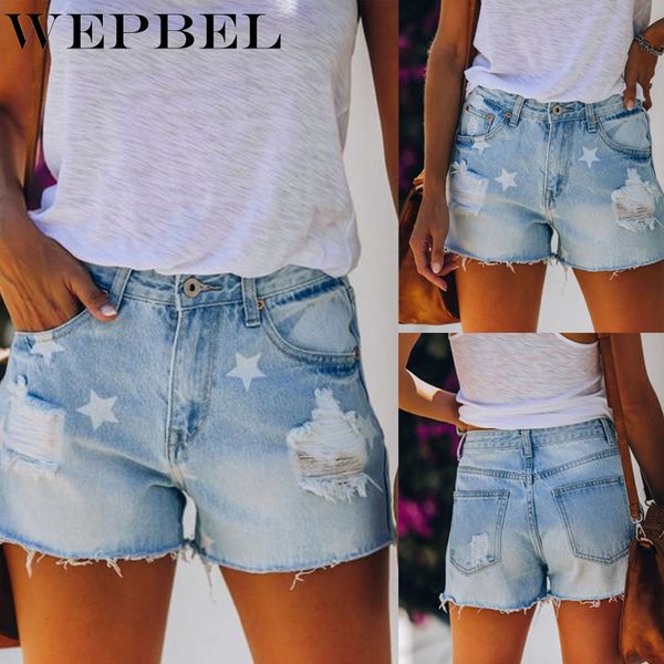 women's jeans wepbel women summer straight star print hole denim pants casual ladies ripped short shorts with tassel, Blue
women's jeans wepbel women summer straight star print hole denim pants casual ladies ripped short shorts with tassel, Blue