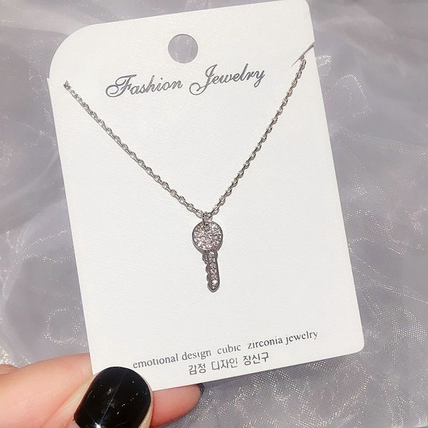 delicate small key pendant necklace micro paved cubic zirconia necklace chain fashion women jewelry, Silver
delicate small key pendant necklace micro paved cubic zirconia necklace chain fashion women jewelry, Silver