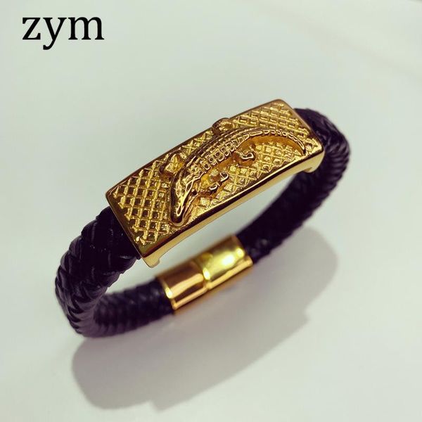 brand golden crocodile bracelet european and american bracelet retro trend fashion men's leather rope, Golden;silver
brand golden crocodile bracelet european and american bracelet retro trend fashion men's leather rope, Golden;silver