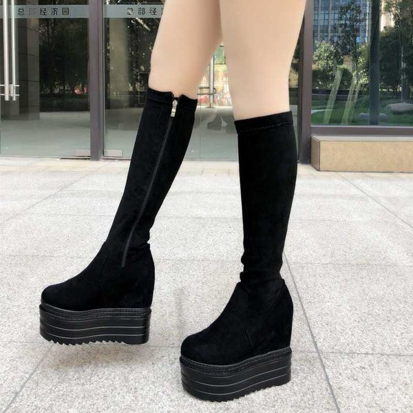 high heel women's boots 13cm wedges hidden heel elastic boots black color knee hgih thigh high
high heel women's boots 13cm wedges hidden heel elastic boots black color knee hgih thigh high