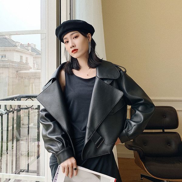 genuine leather leather women's short jacket 2020 spring and autumn new korean version loose profile motorcycle jacket, Black
genuine leather leather women's short jacket 2020 spring and autumn new korean version loose profile motorcycle jacket, Black