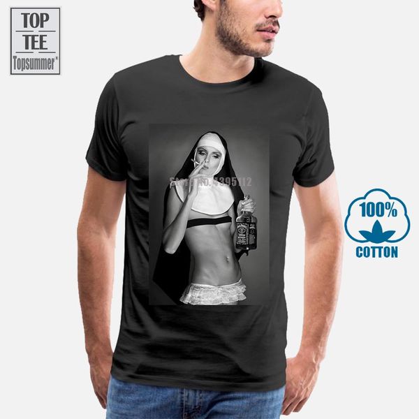 nun smoking & drinking t shirt funny cool designer summer gift present 010199