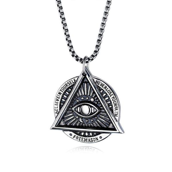 hemiston devil's eye necklace men's titanium steel necklace punk man pendant, Silver
hemiston devil's eye necklace men's titanium steel necklace punk man pendant, Silver