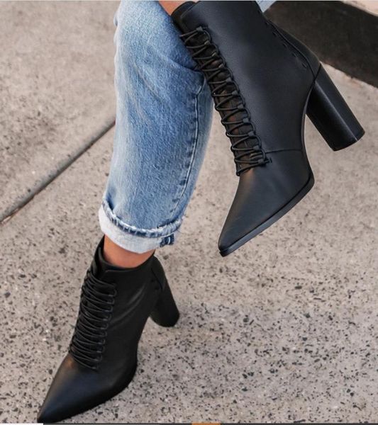women ankle boots chaussure booties pu leather plus size high heels pumps pointed toe shoes woman zapatos mujer sapato d1694, Black
women ankle boots chaussure booties pu leather plus size high heels pumps pointed toe shoes woman zapatos mujer sapato d1694, Black