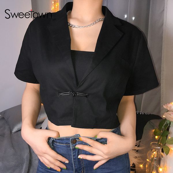 women's jackets women black solid single button cropped formal short sleeve turn-down collar wide-waisted summer jacket autumn, Black;brown
women's jackets women black solid single button cropped formal short sleeve turn-down collar wide-waisted summer jacket autumn, Black;brown