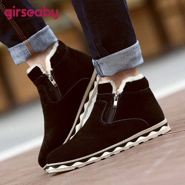 girseaby winter boots with fur warm leather snow boots couples winter work casual shoes rubber ankle footwear, Black
girseaby winter boots with fur warm leather snow boots couples winter work casual shoes rubber ankle footwear, Black